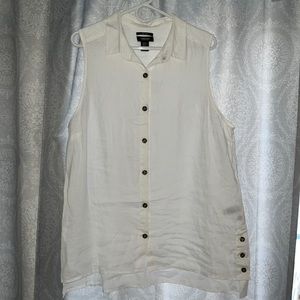 Jones & Co. Linen Womens Button Up White Size XL White Sleeveless Collared Tunic